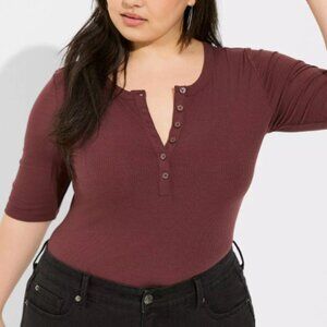 Super Soft Rib Henley Elbow Sleeve Tee